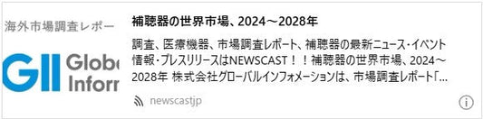 補聴器の世界市場、2024~2028年