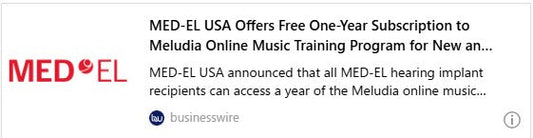 MED-EL USA は、新規および既存の MED-EL ユーザー向けに Meludia オンライン音楽トレーニング プログラムの 1 年間無料サブスクリプションを提供します。