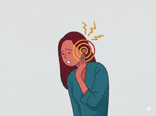 耳に違和感を感じる女性のイラスト