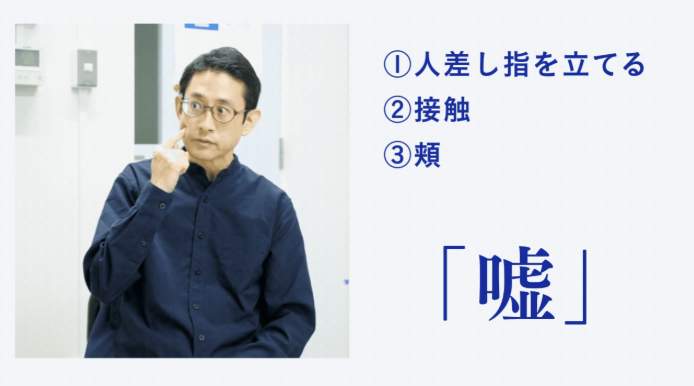 手話『嘘』
