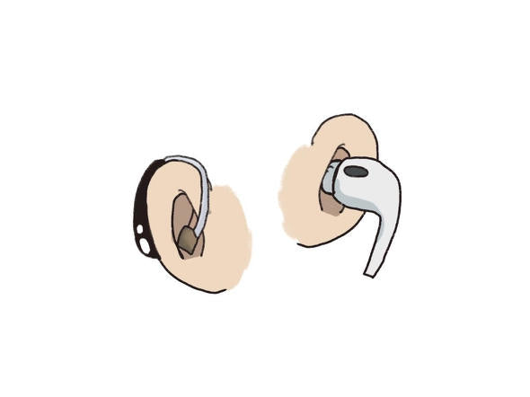 補聴器とAirPodsのイラスト
