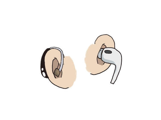 補聴器とAirPodsのイラスト