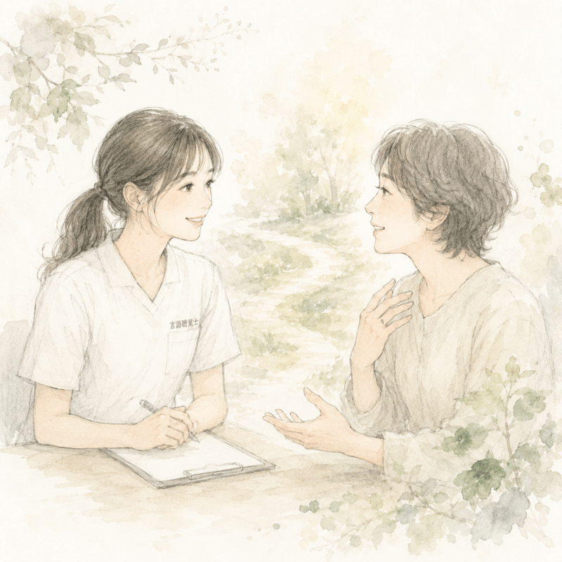 言語聴覚士と患者のイラスト